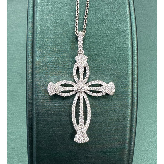 Rounded diamond cross pendant