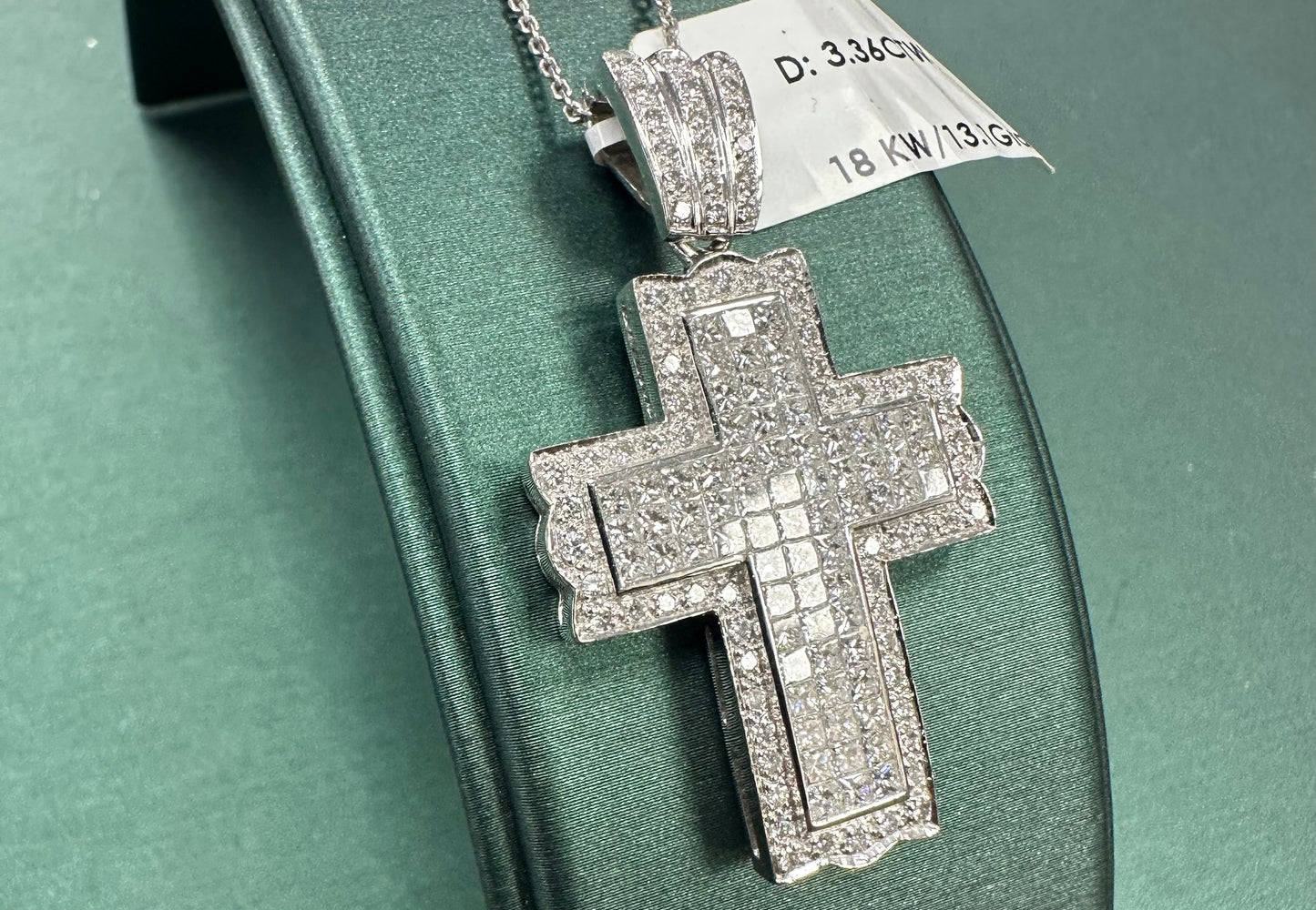 Diamond bulk cross pendant