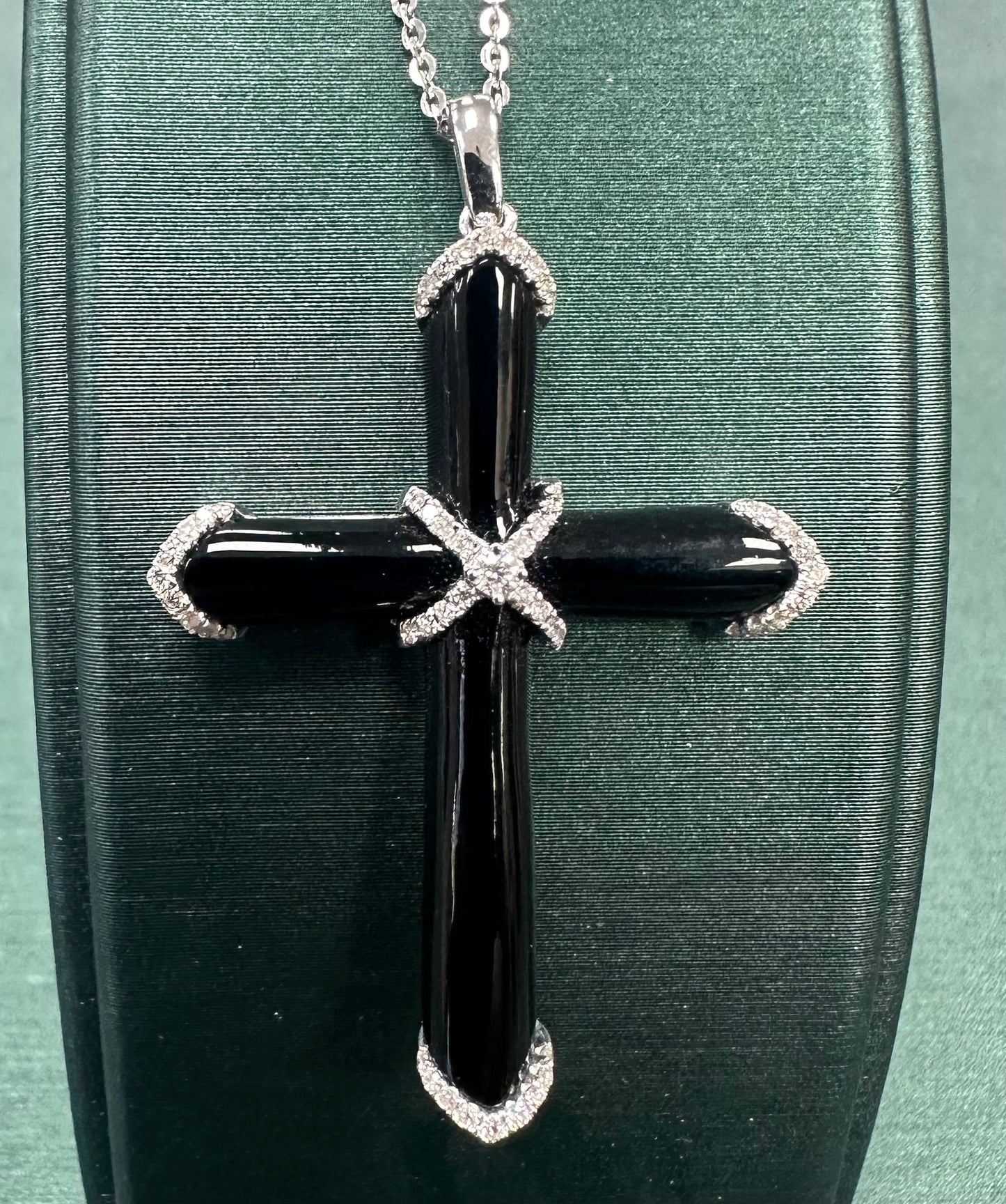 Black body Onyx Diamond cross pendant
