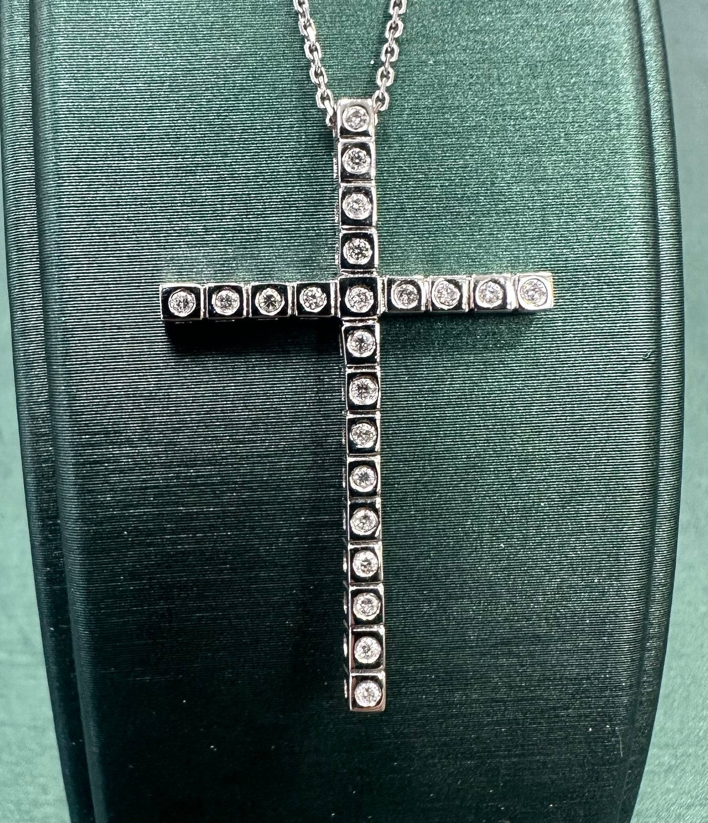 Large diamond dotted cross pendant