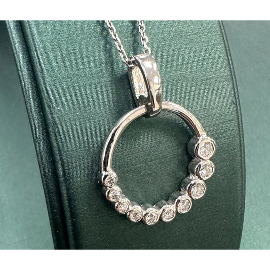 Half diamond circle pendant