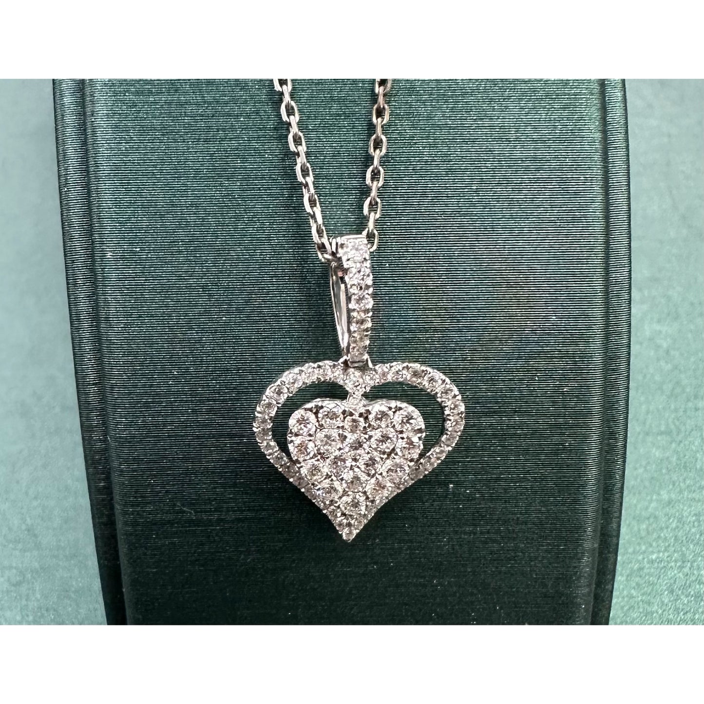 White diamond halo heart necklace