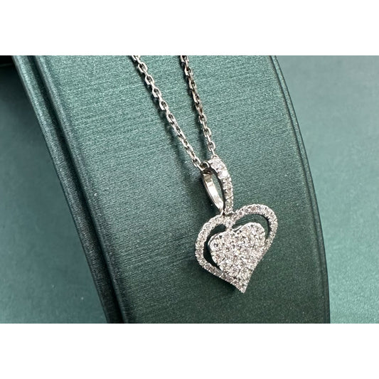 White diamond halo heart necklace