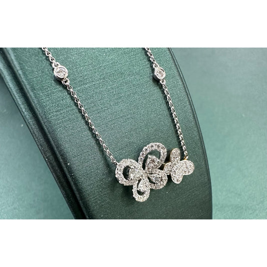 Diamond butterfly two tone necklace