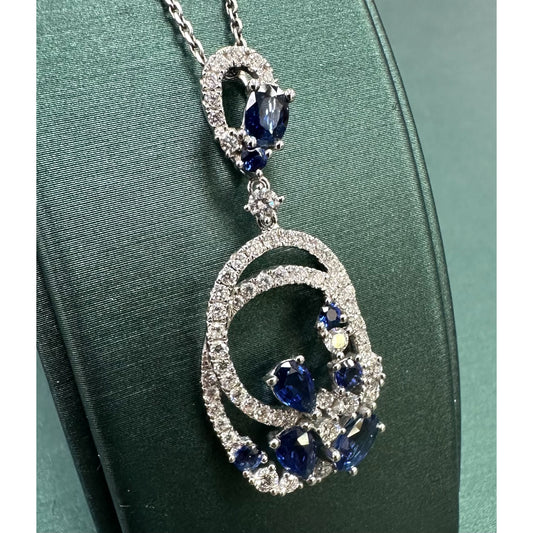 Diamond loop & dangle sapphire necklace