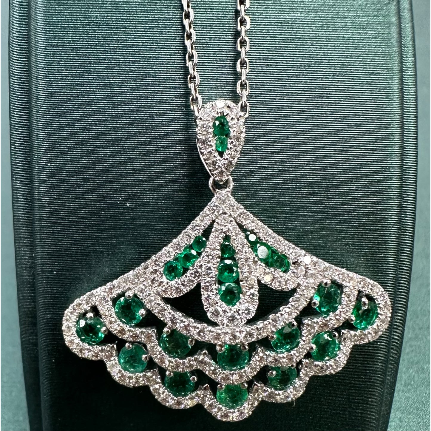 Emerald & diamond peacock necklace