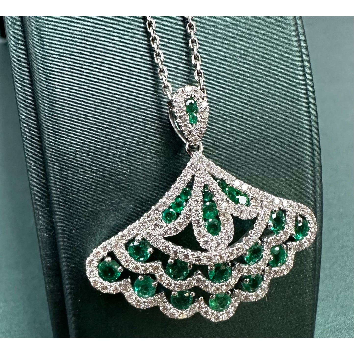Emerald & diamond peacock necklace