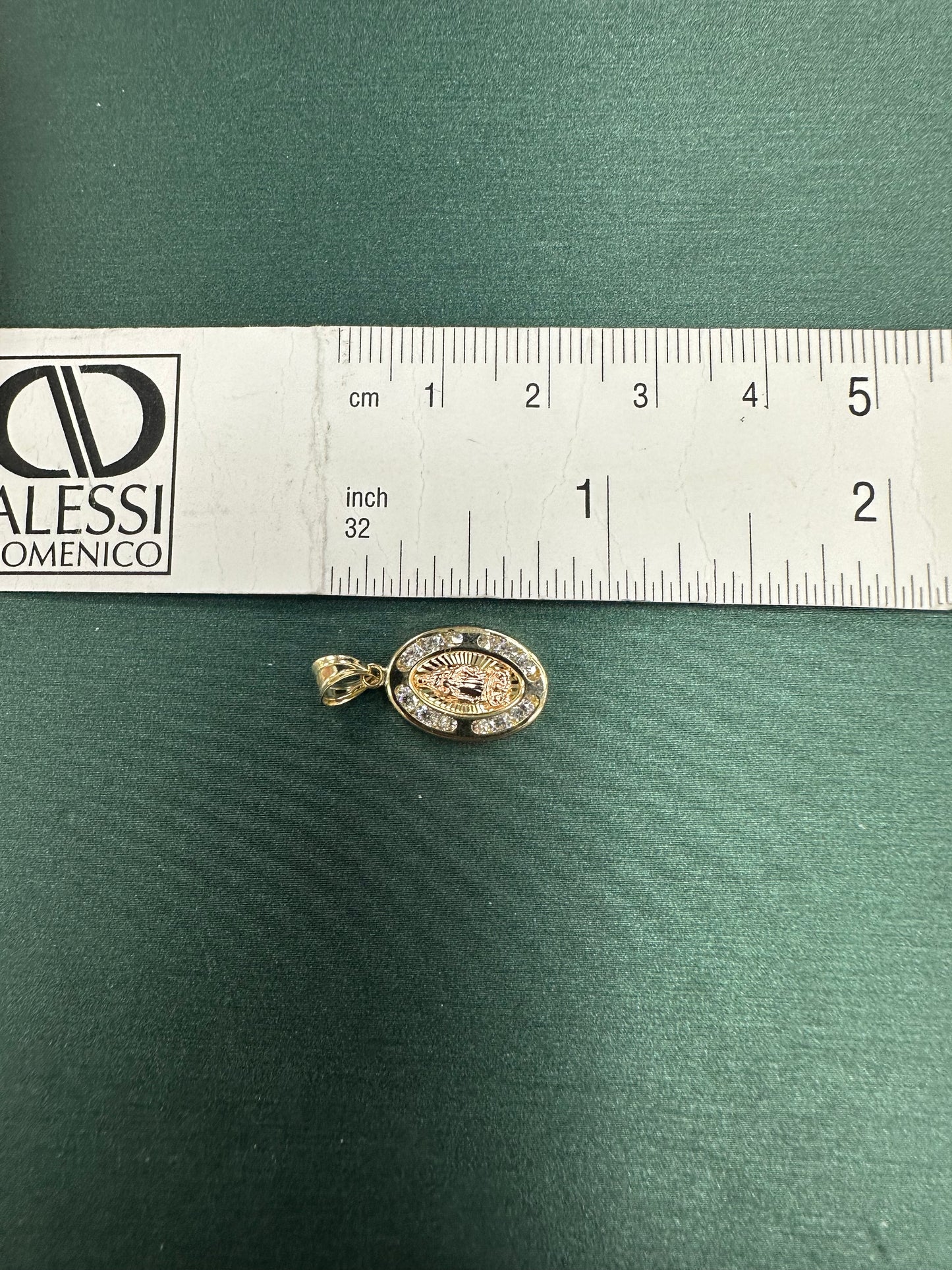 Virgin Guadalupe 2 tone rose center pendant Oval small