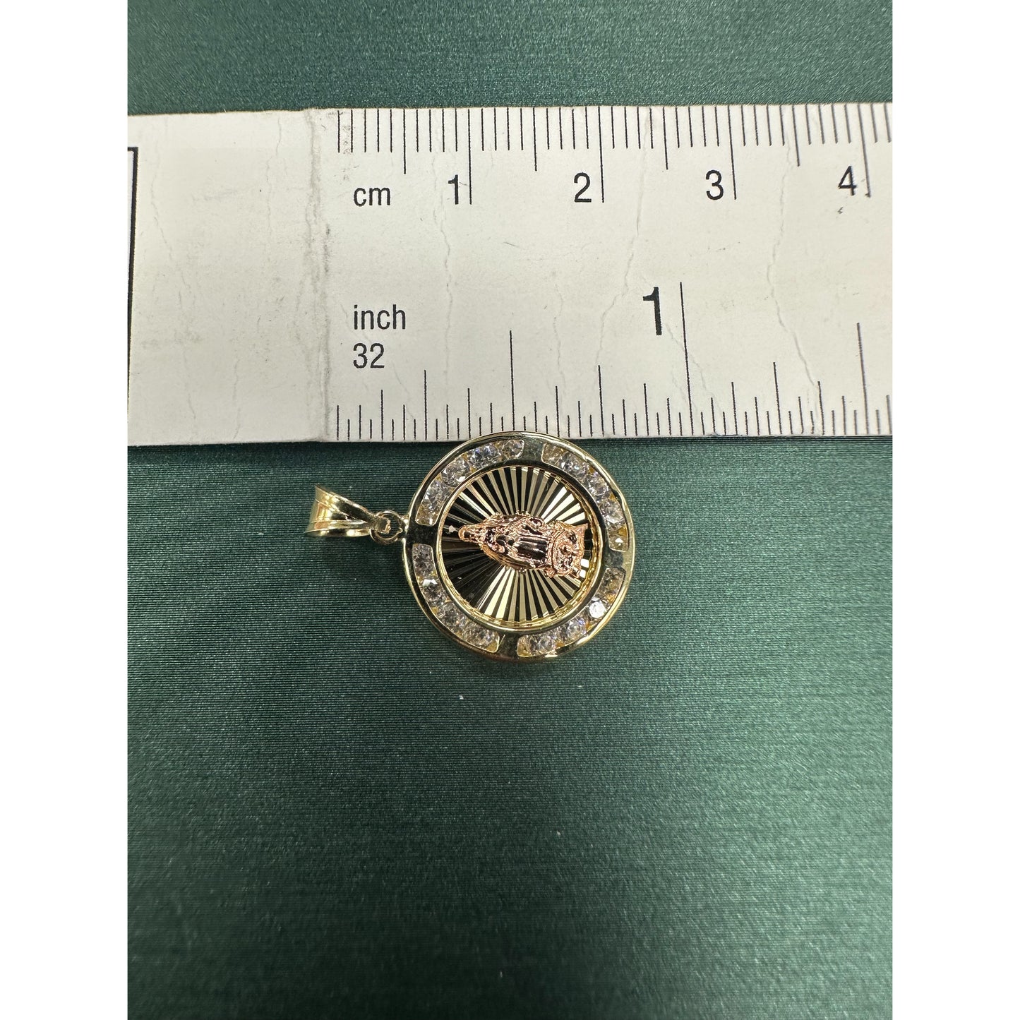 Virgin Guadalupe 2 tone rose center pendant