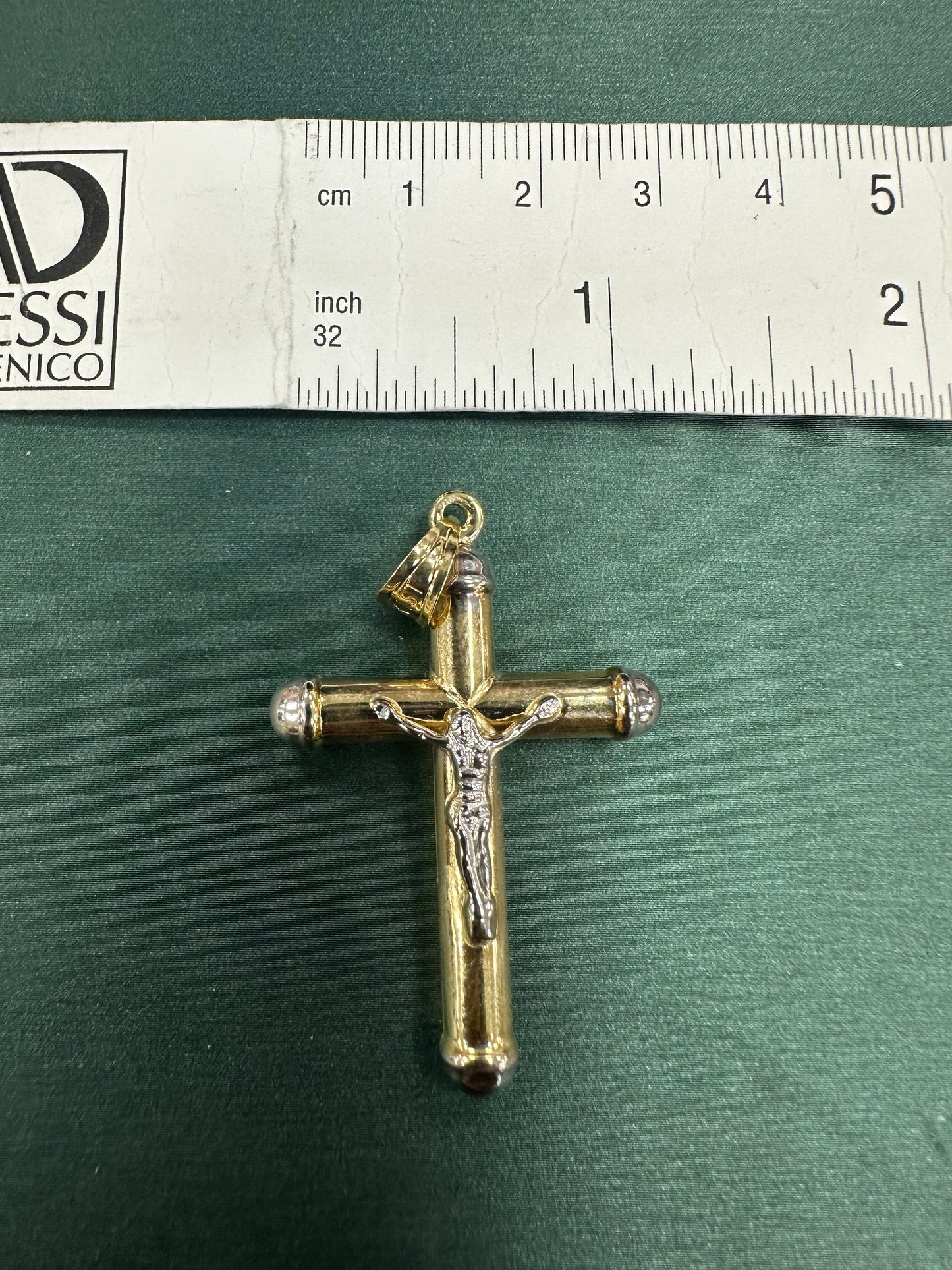 Puffy Jesus cross pendant white center