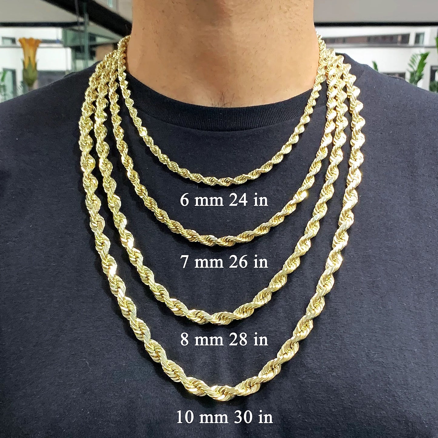 Rope Chain 6.8mm 18 inches 14k