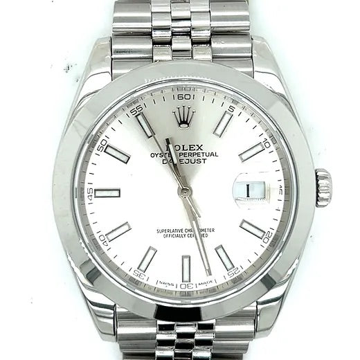 Datejust 41mm smooth bezel steel silver dial 126300