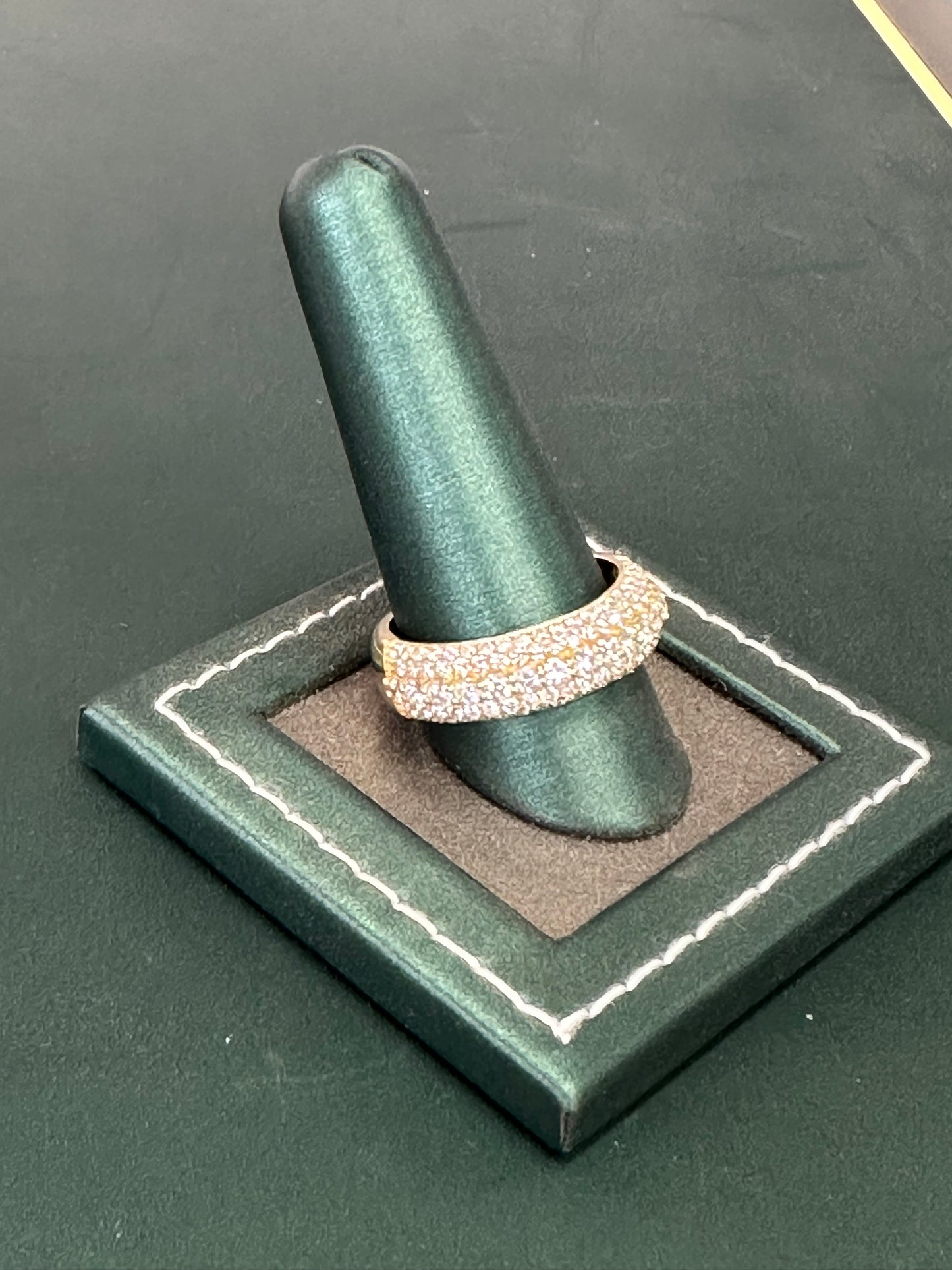 Triple row diamond pinky ring