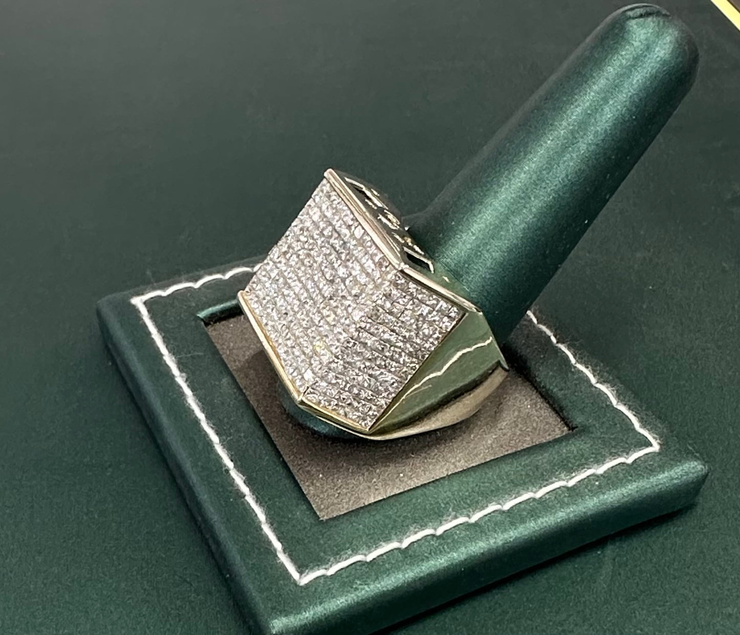 Square brick diamond pinky ring