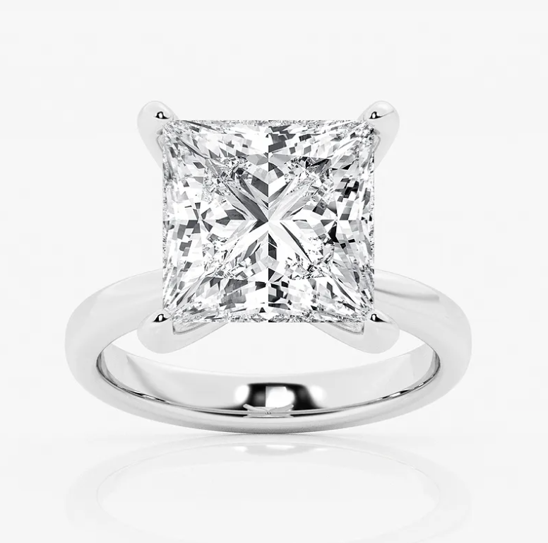 8ct Princess Cut Solitaire Diamond Wedding Ring