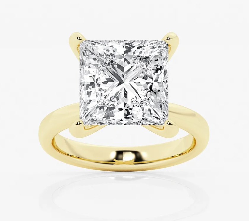 10ct Princess Cut Solitaire Diamond Wedding Ring
