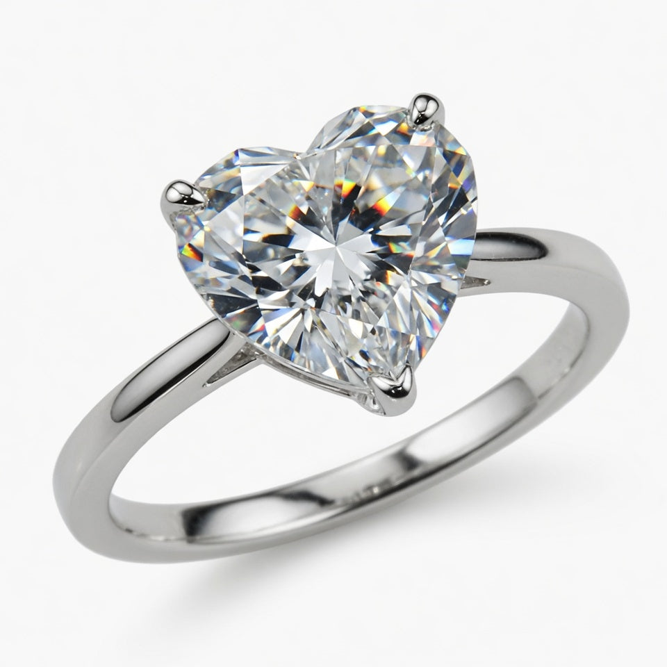 10ct Heart Cut Solitaire Diamond Wedding Ring