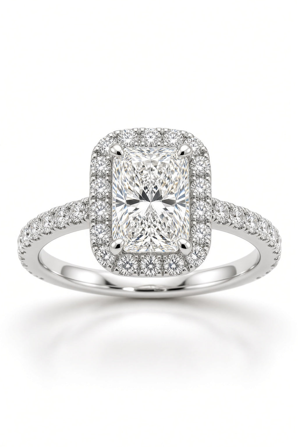 1.5 Carat Radiant Cut Halo Diamond Engagement Ring