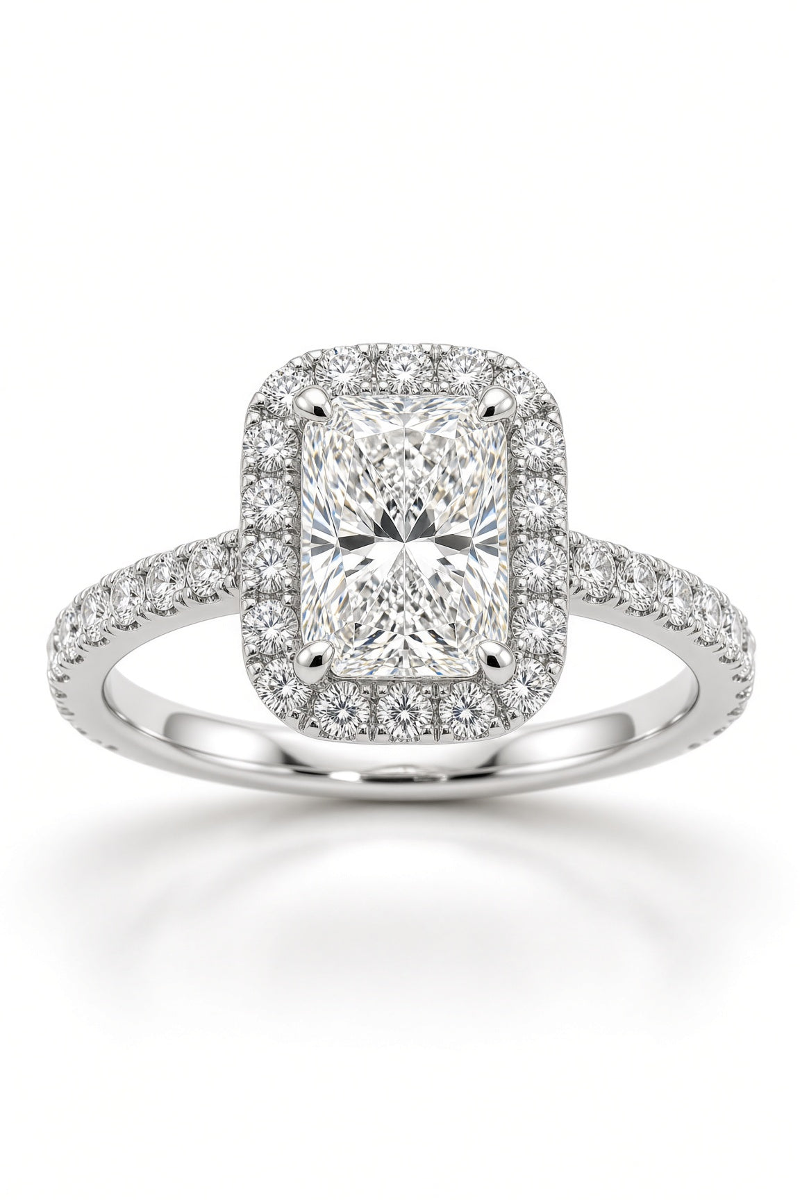 5 Carat Radiant Cut Halo Diamond Engagement Ring