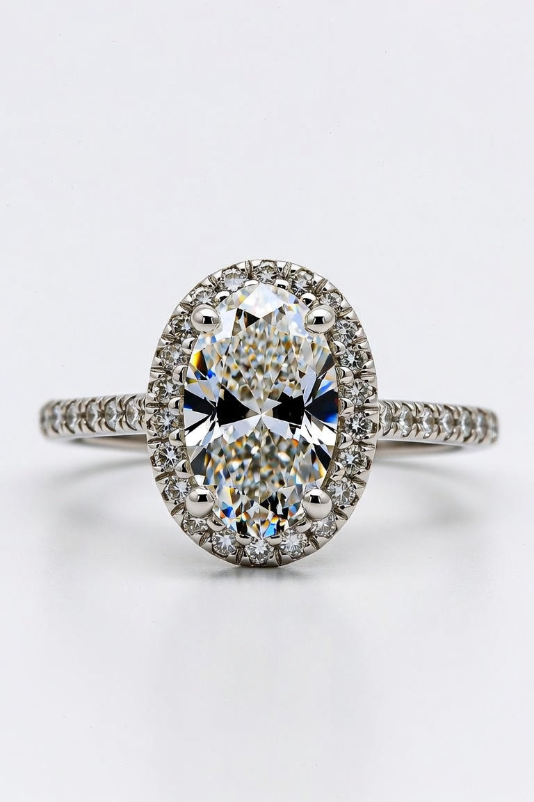 7 Carat Oval Cut Halo Diamond Engagement Ring