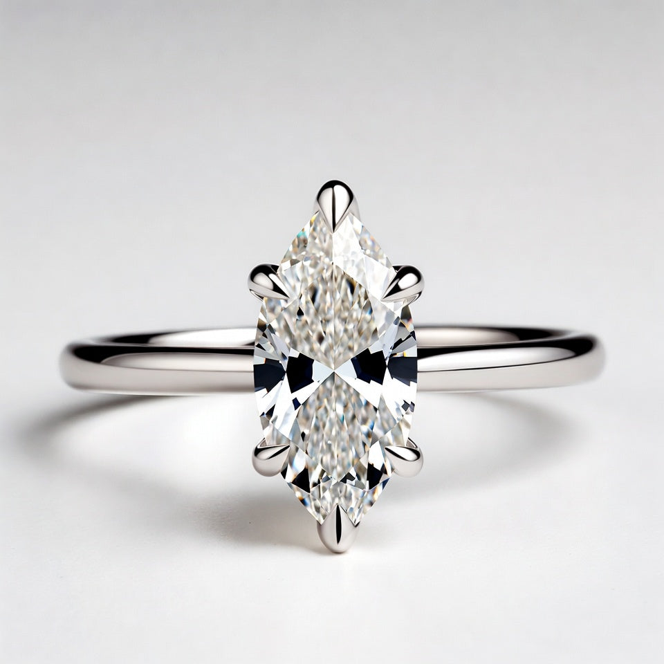 3ct Marquise Cut Solitaire Diamond Wedding Ring