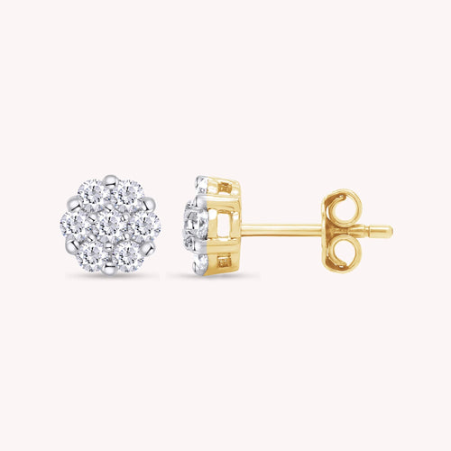 .5ct Diamond Flower Cluster Lab Grown Diamond Stud Earrings Unisex