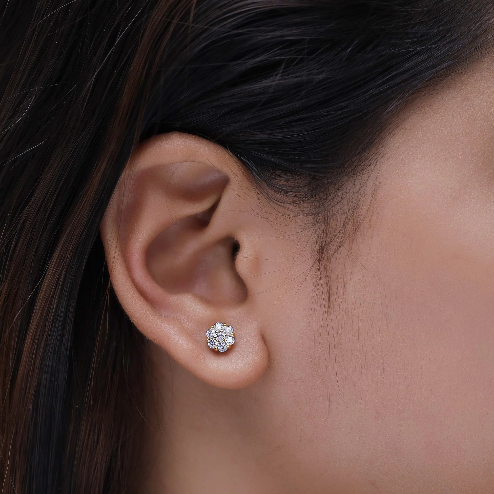 .5ct Diamond Flower Cluster Lab Grown Diamond Stud Earrings Unisex