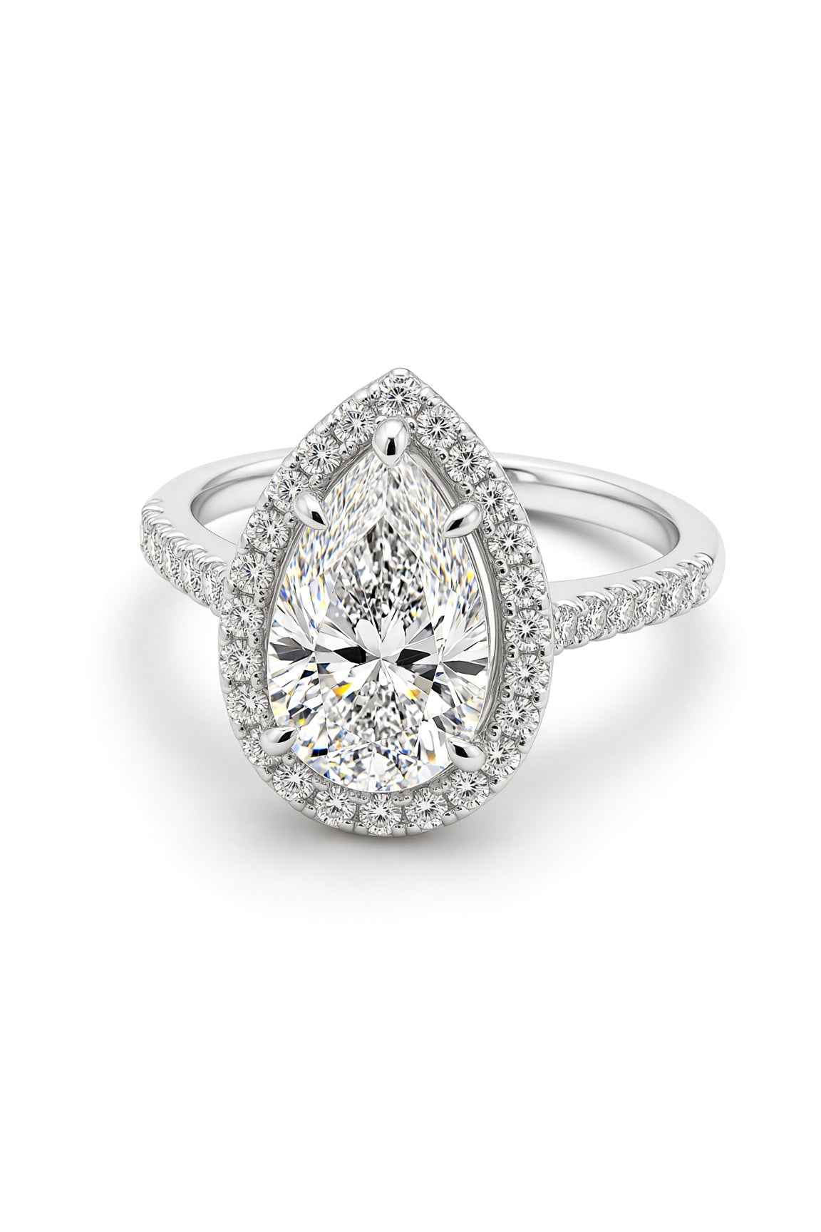 10 Carat Pear Cut Halo Diamond Engagement Ring