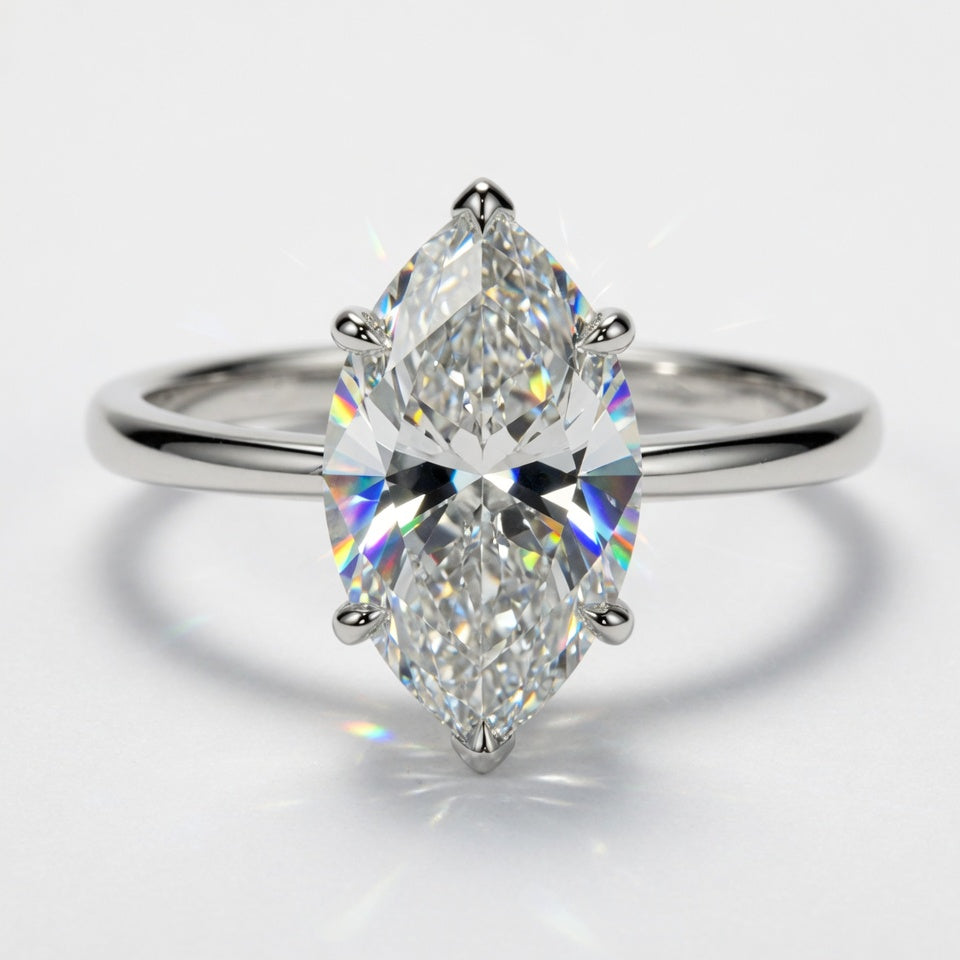 5.5ct Marquise Cut Solitaire Diamond Wedding Ring