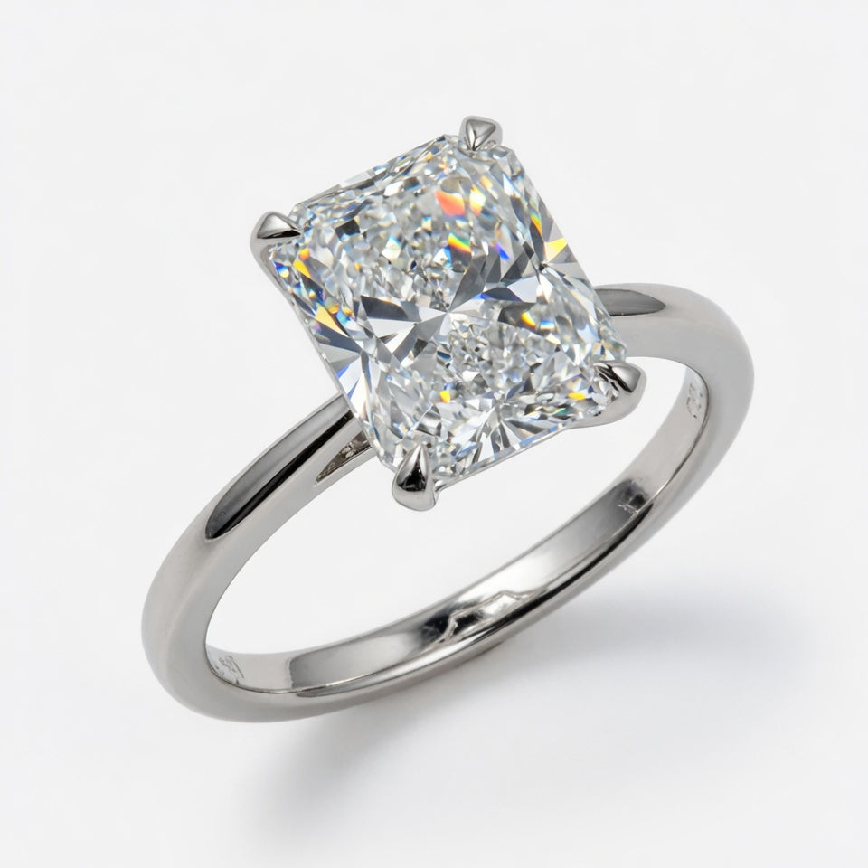 5.5ct Radiant Cut Solitaire Diamond Wedding Ring