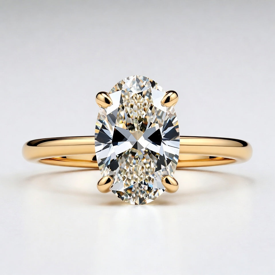 9ct Oval Cut Solitaire Diamond Wedding Ring