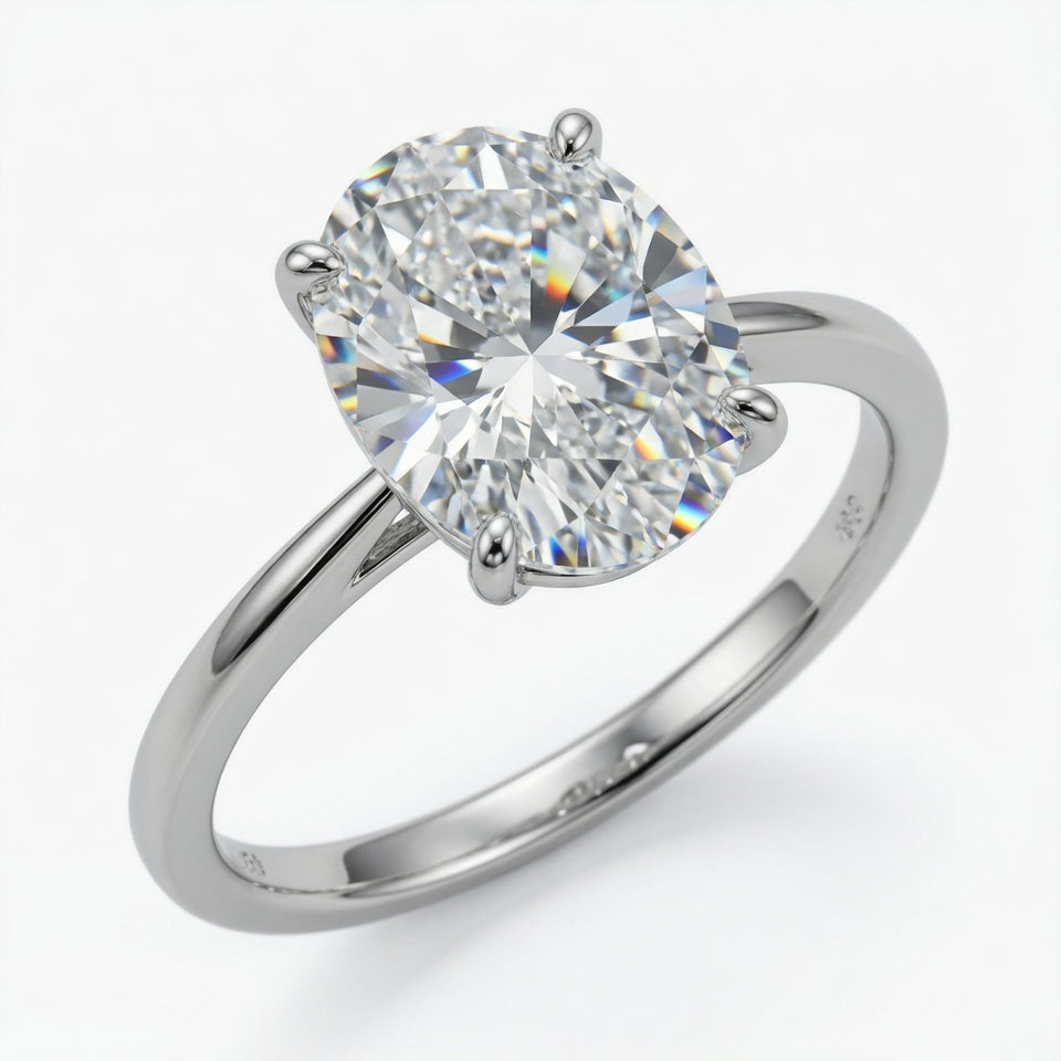 4.5ct Oval Cut Solitaire Diamond Wedding Ring