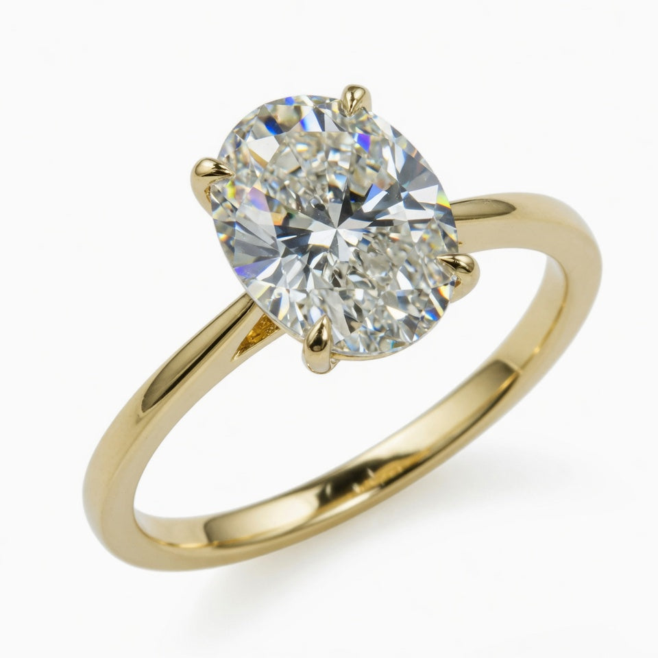 4ct Oval Cut Solitaire Diamond Wedding Ring