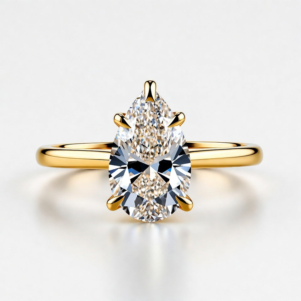 5.5ct Pear Cut Solitaire Diamond Wedding Ring