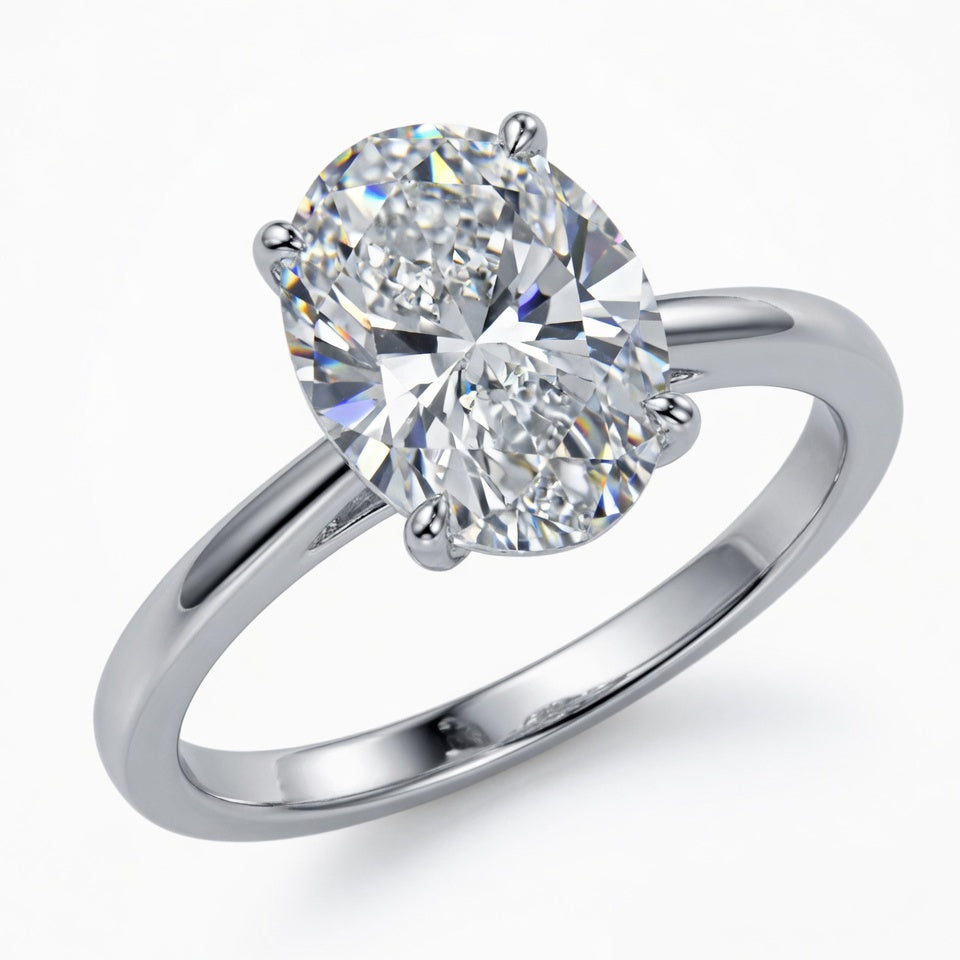 3.5ct Oval Cut Solitaire Diamond Wedding Ring