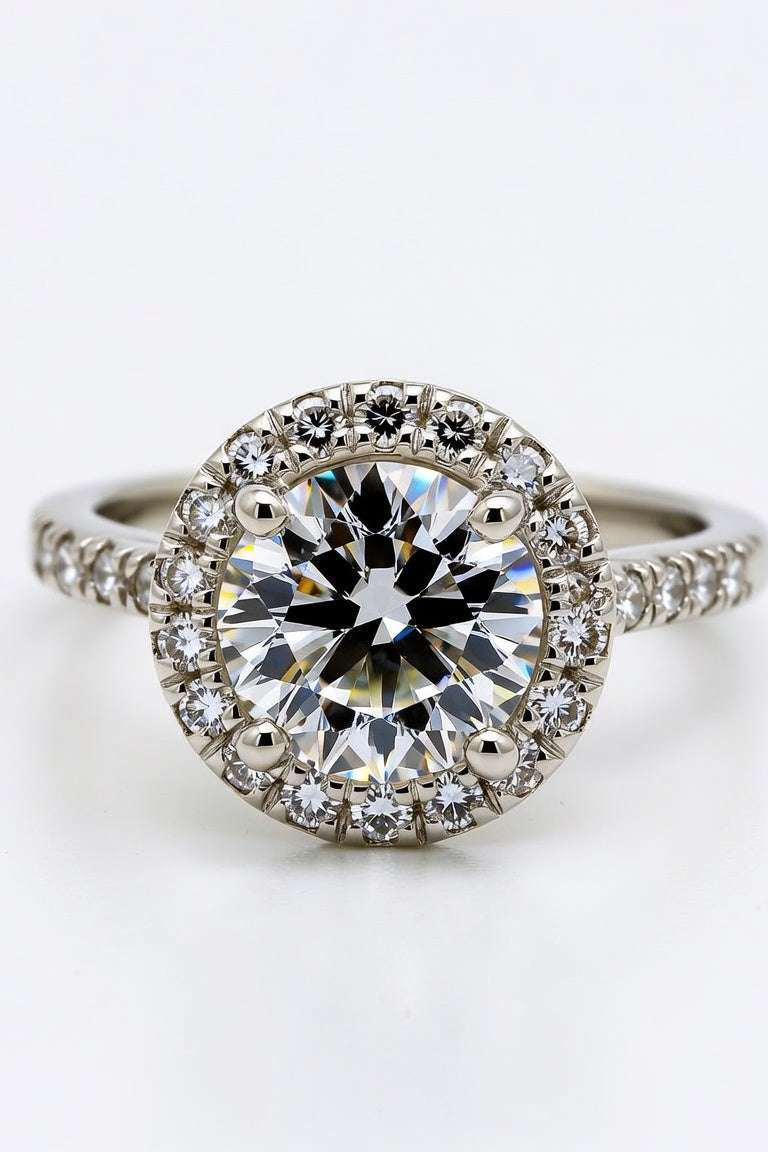 7 Carat Round Cut Halo Diamond Engagement Ring