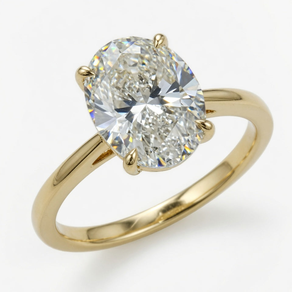 5.5ct Oval Cut Solitaire Diamond Wedding Ring