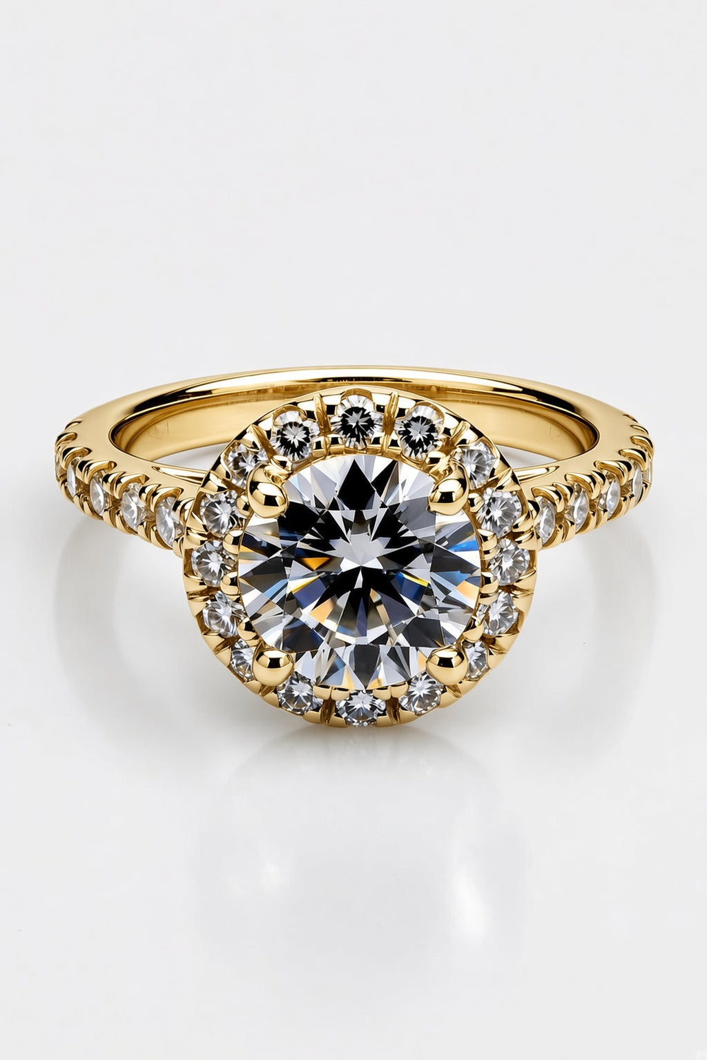 3 Carat Round Cut Halo Diamond Engagement Ring