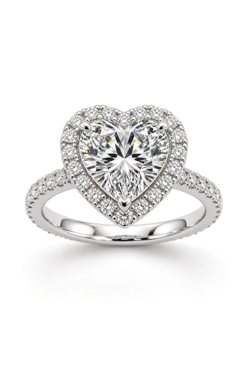 1 Carat Heart Cut Halo Diamond Engagement Ring