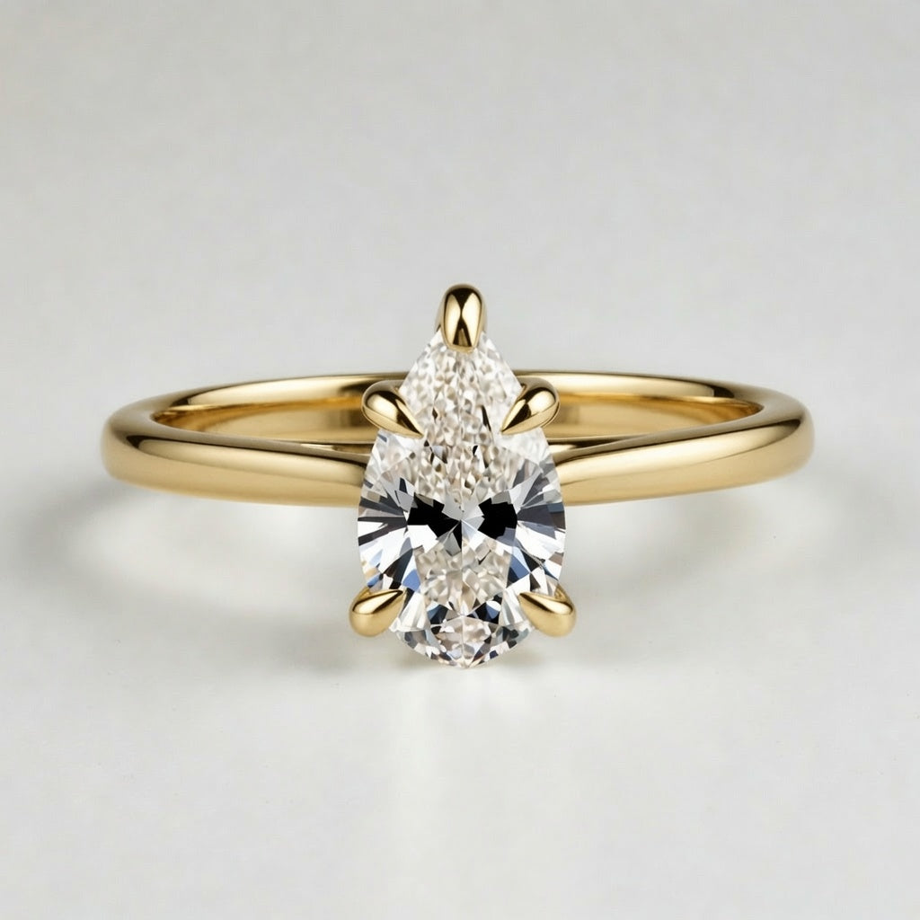 1ct Pear Cut Solitaire Diamond Wedding Ring