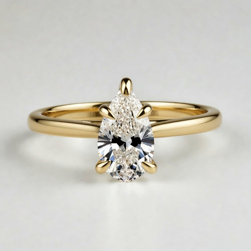 1ct Pear Cut Solitaire Diamond Wedding Ring