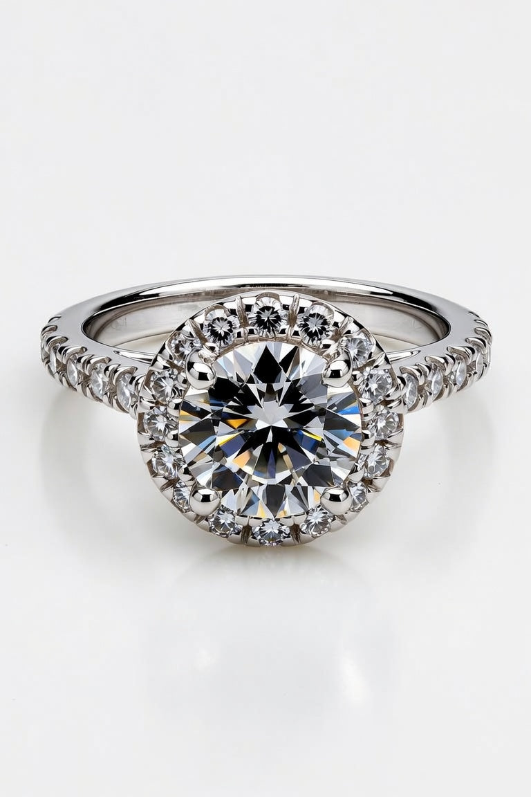 3 Carat Round Cut Halo Diamond Engagement Ring
