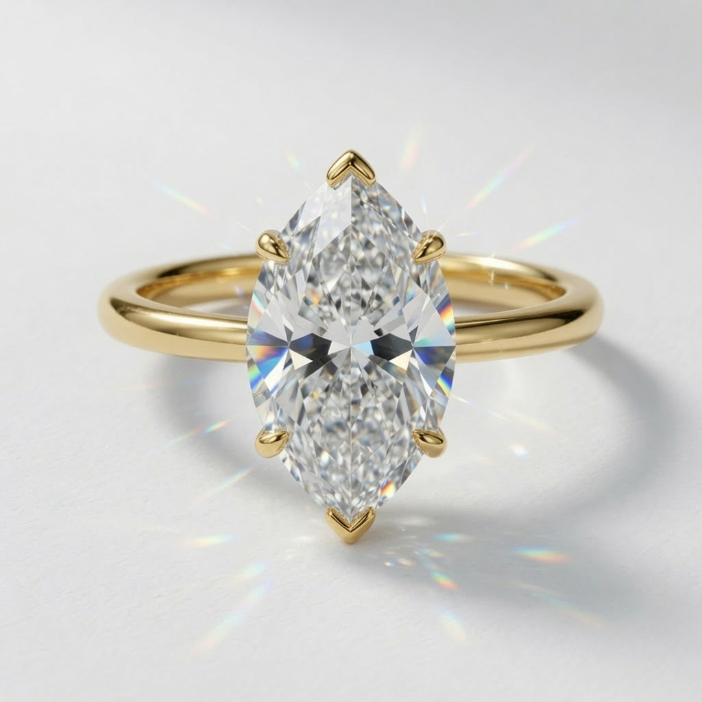 8.5ct Marquise Cut Solitaire Diamond Wedding Ring