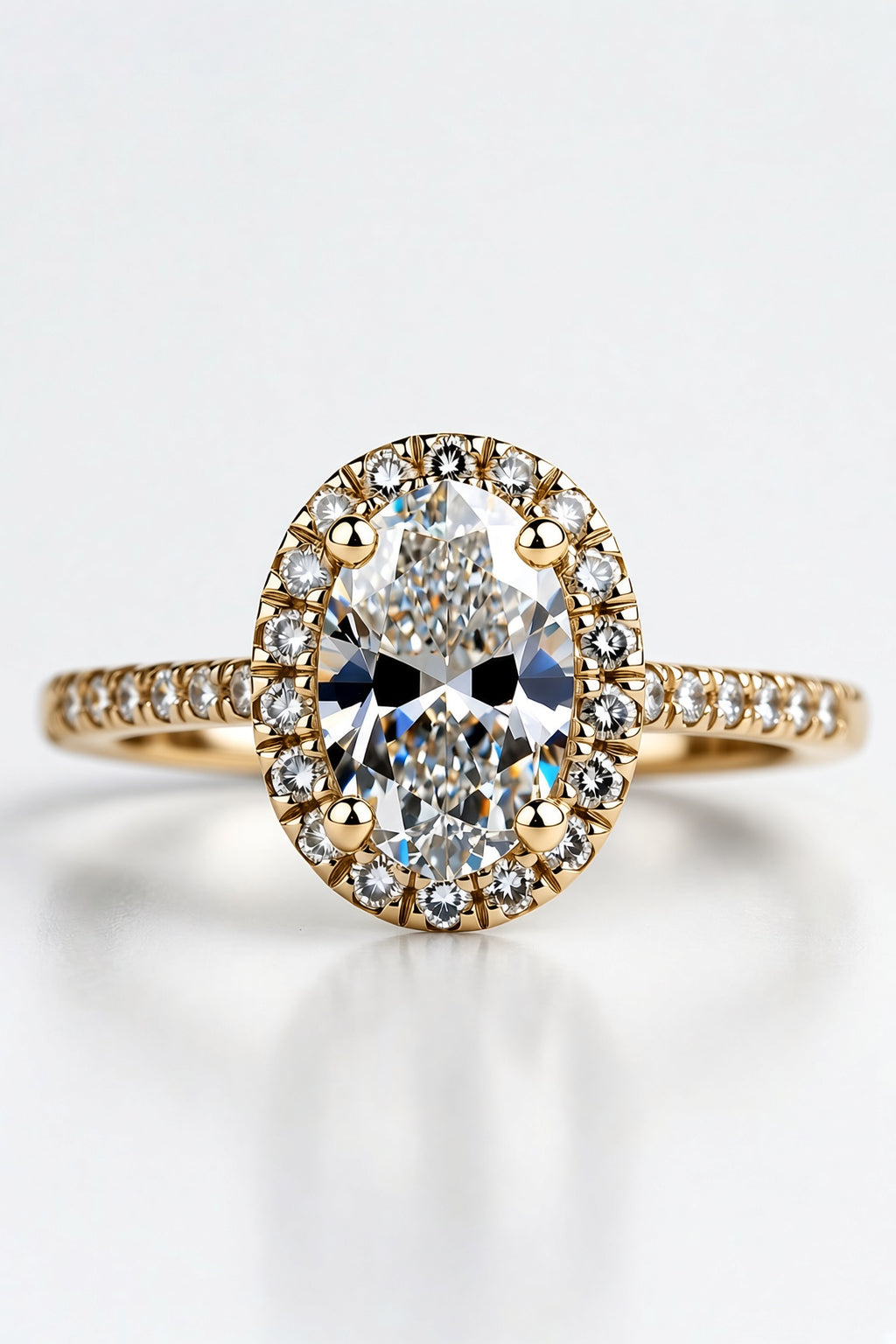 2 Carat Oval Cut Halo Diamond Engagement Ring