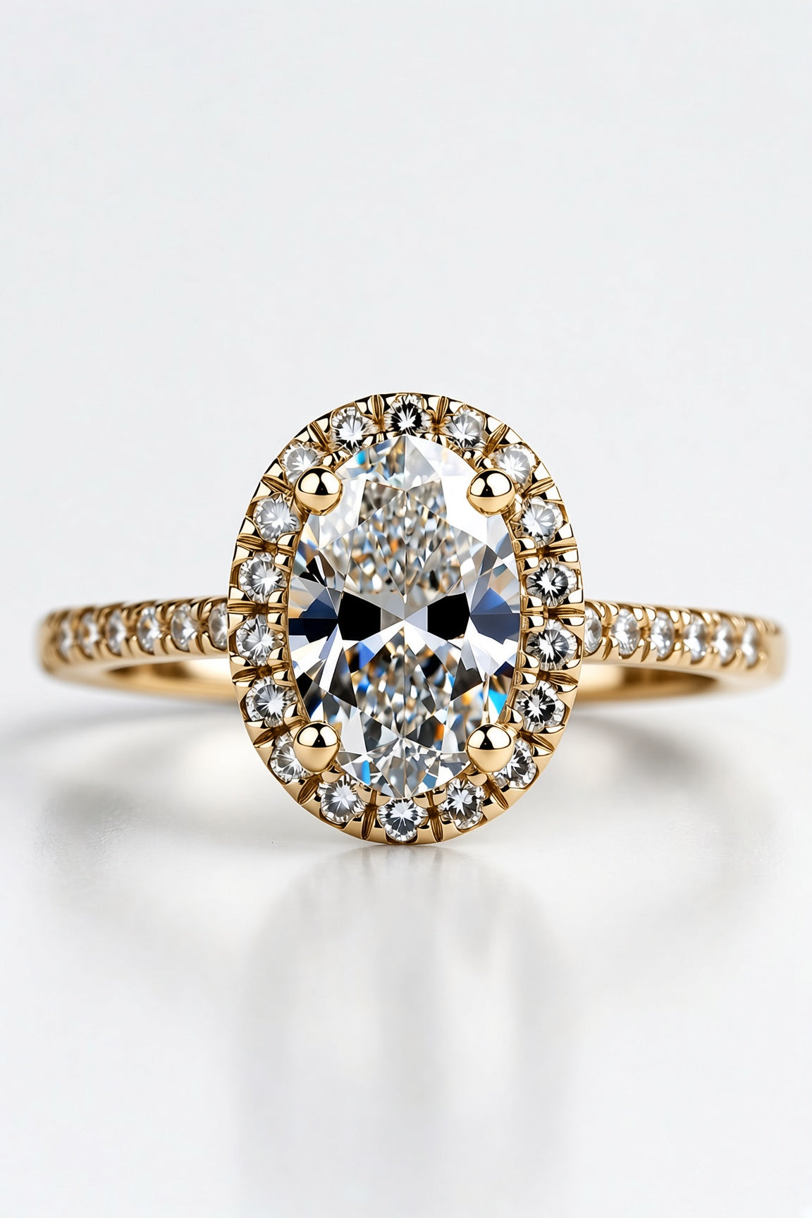 2 Carat Oval Cut Halo Diamond Engagement Ring