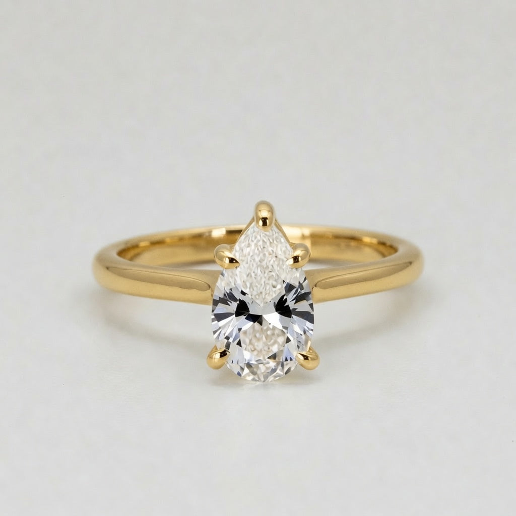 3.5ct Pear Cut Solitaire Diamond Wedding Ring