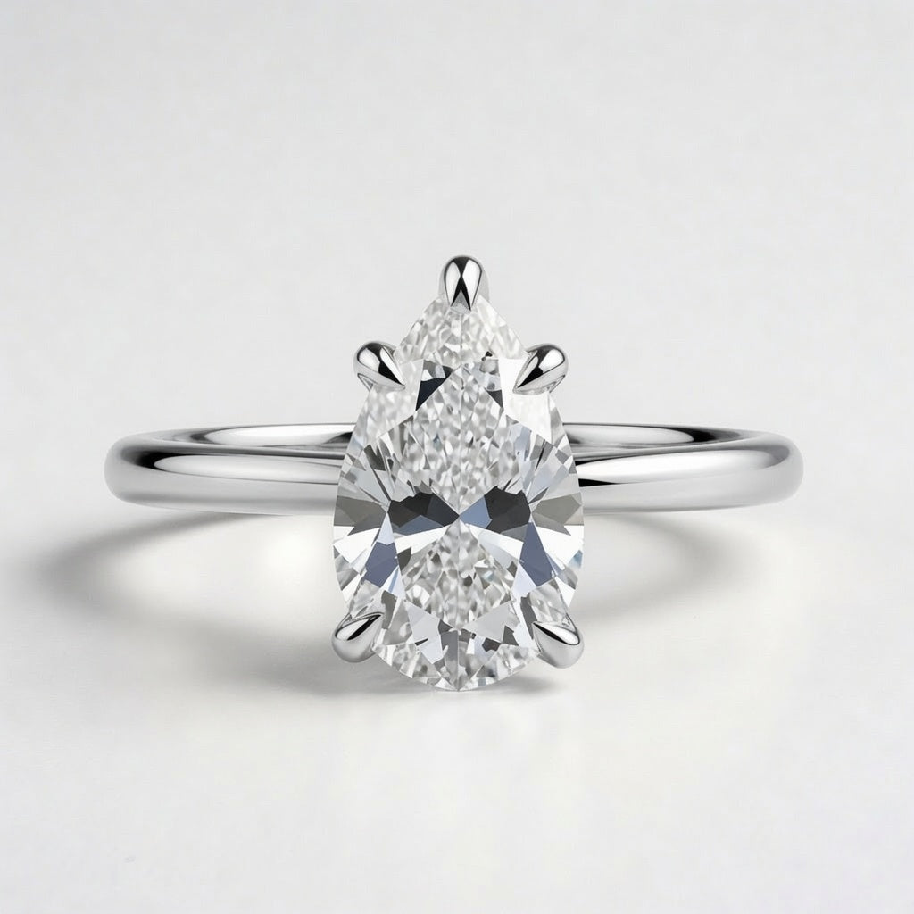 7.5ct Pear Cut Solitaire Diamond Wedding Ring