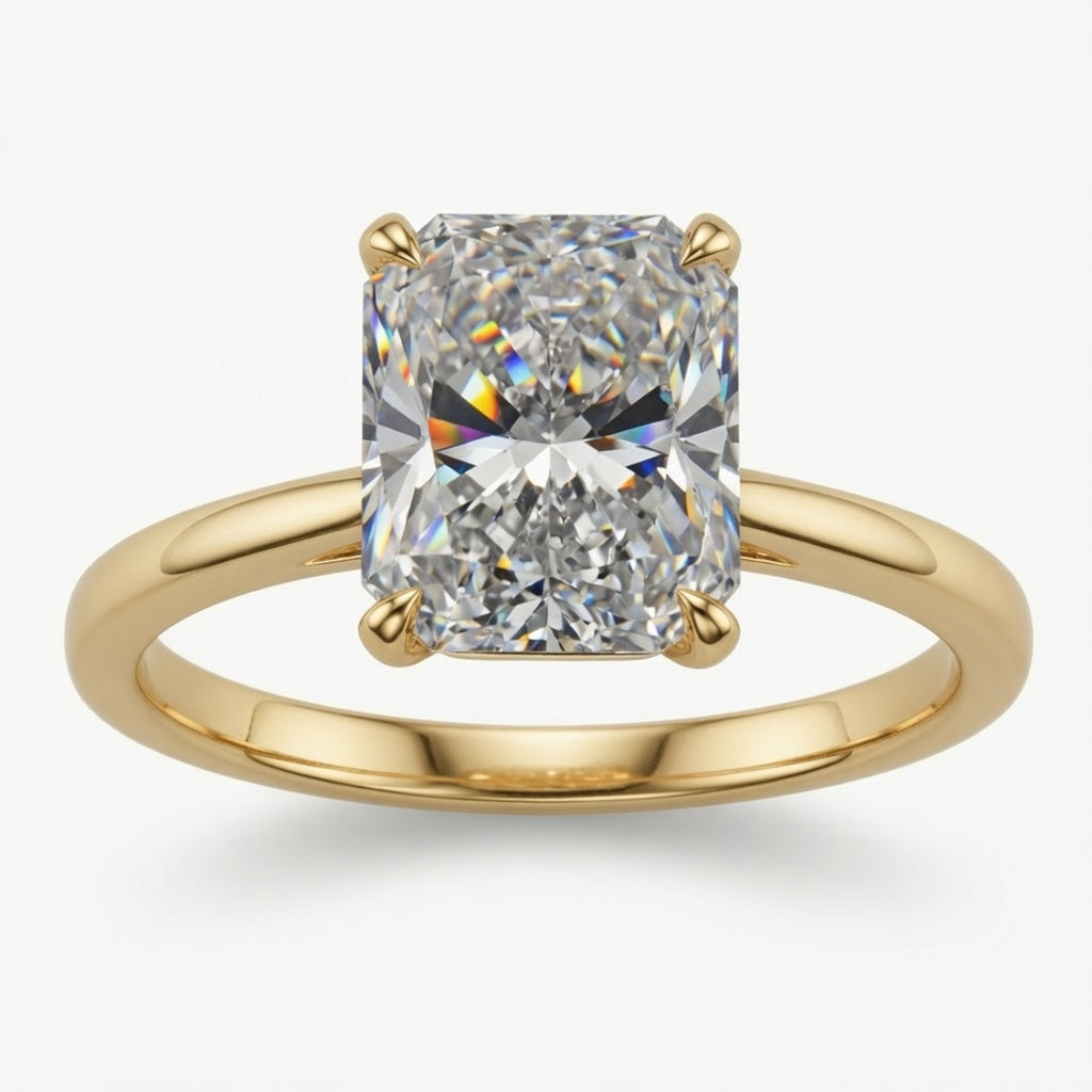 5ct Radiant Cut Solitaire Diamond Wedding Ring