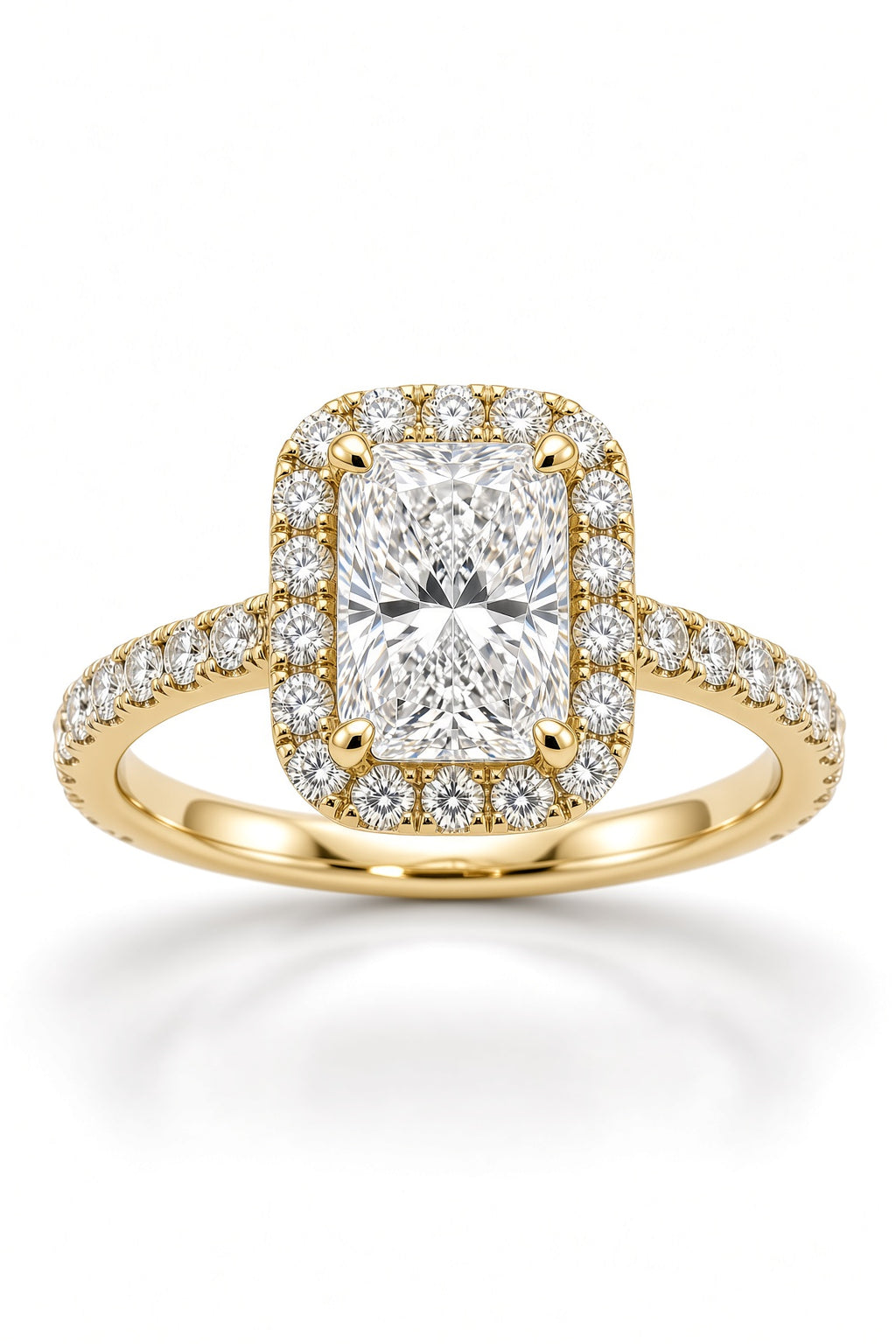 1.5 Carat Radiant Cut Halo Diamond Engagement Ring