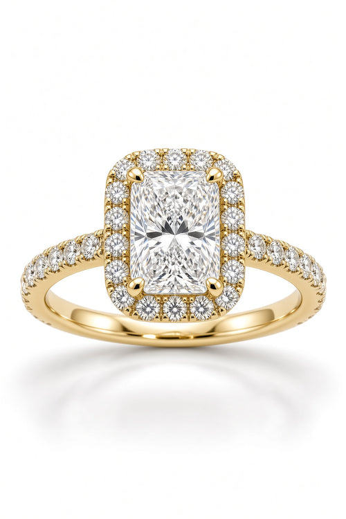 1 Carat Radiant Cut Halo Diamond Engagement Ring